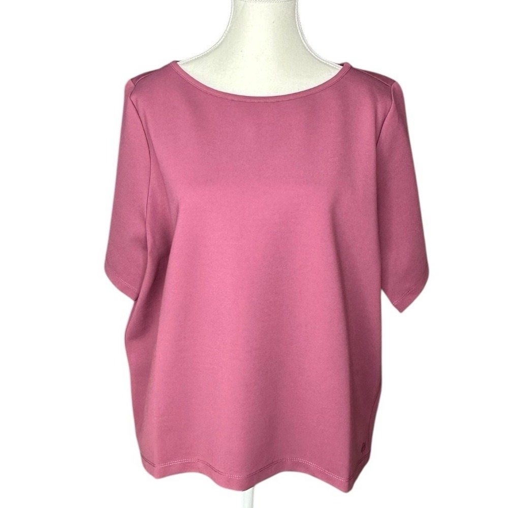 Betabrand Women's NWT Mauve Purple Boat Neck Short Sleeve Boxy Hi-Low Top XL/C47